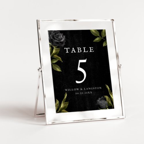 Gothic Halloween Floral Wedding Table Number