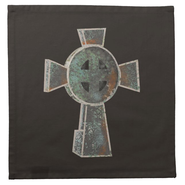 Gothic Halloween Graveyard Headstone Cross Drawing Cloth Napkin (Front)