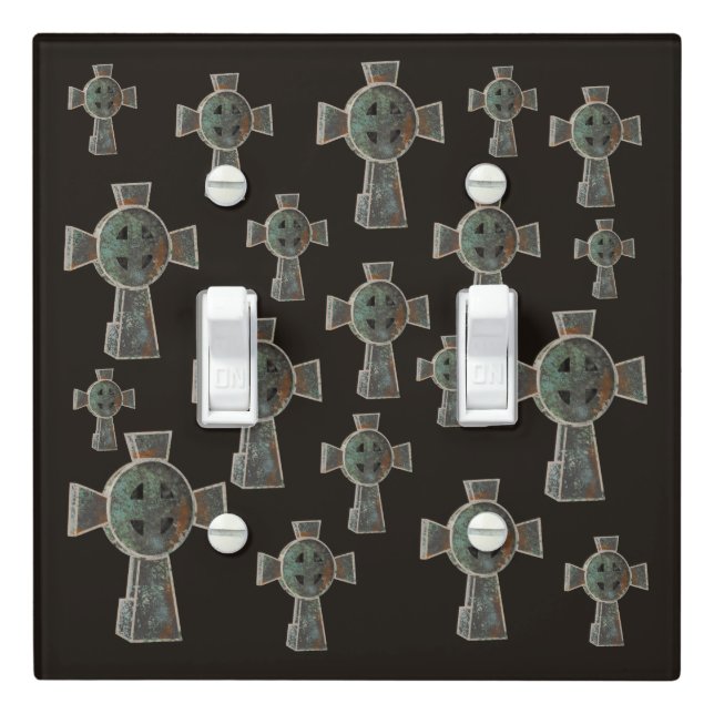 Gothic Halloween Graveyard Headstone Cross Drawing Light Switch Cover (In Situ)