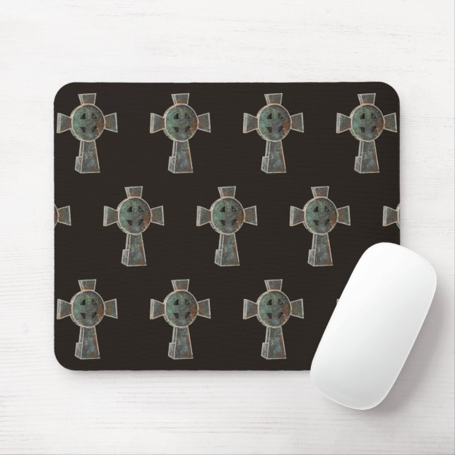 Gothic Halloween Graveyard Headstone Cross Drawing Mouse Pad (With Mouse)