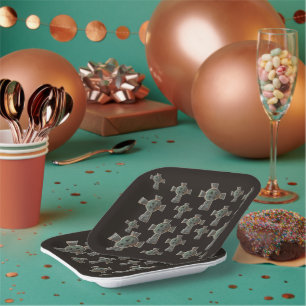 Gothic Halloween Graveyard Headstone Cross Drawing Paper Plates