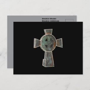 Gothic Halloween Graveyard Headstone Cross Drawing Postcard