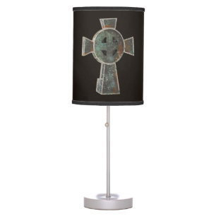 Gothic Halloween Graveyard Headstone Cross Drawing Table Lamp
