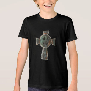 Gothic Halloween Graveyard Headstone Cross Drawing Tri-Blend Shirt