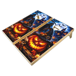 Gothic Halloween Grim Reaper Haunted Castle  Cornhole Set