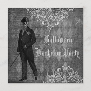 Gothic Halloween Groom Shabby Chic Bachelor Party Invitation by AJ_Graphics at Zazzle