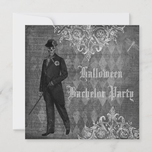 Gothic Halloween Groom Shabby Chic Bachelor Party Invitation