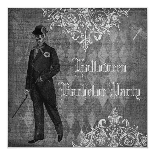 Gothic Halloween Groom Shabby Chic Bachelor Party Invitation