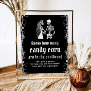 Gothic Halloween Guess How Many Candy Corn Game Poster