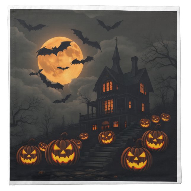 Gothic Halloween Haunted House Napkins (Front)