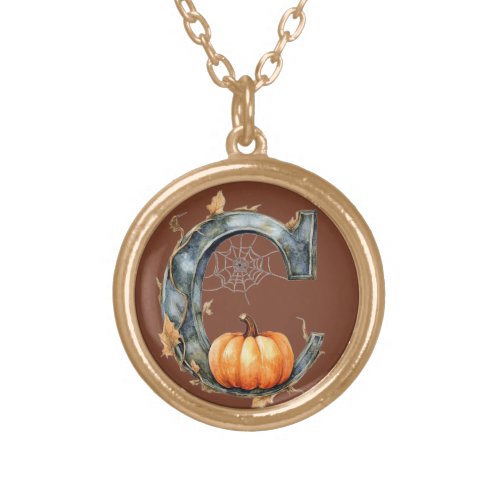 Gothic Halloween Initial C Necklace – Spooky Pumpk