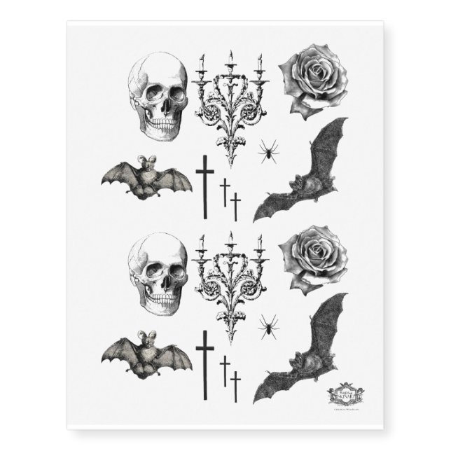 Gothic, halloween inspired temporary tattoos (Front)