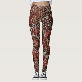 Gothic Halloween Leggings with Silver Pumpkin Vine