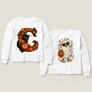 Gothic Halloween Letter C– Spooky Pumpkin & Black Tri-Blend Shirts