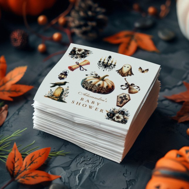Gothic Halloween Little Boo Baby Shower Napkins (Creator Uploaded)