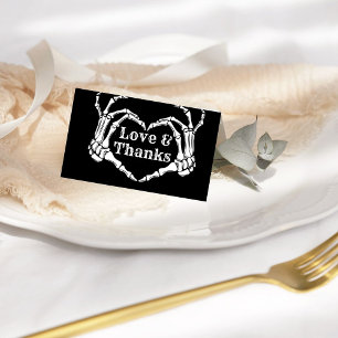 Gothic Halloween Love & Thanks Skull Heart Wedding Letterpress Thank You Card