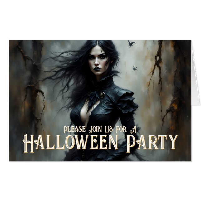 Gothic Halloween Night of Mystery Invitation (Front Horizontal)