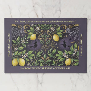 Gothic Halloween Paper Placemat Botanical Lemon