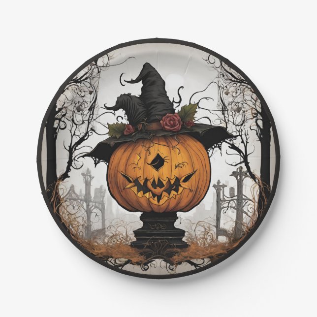 Gothic Halloween Paper Plates (Front)