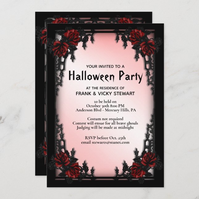 Gothic Halloween Party Invitation (Front/Back)