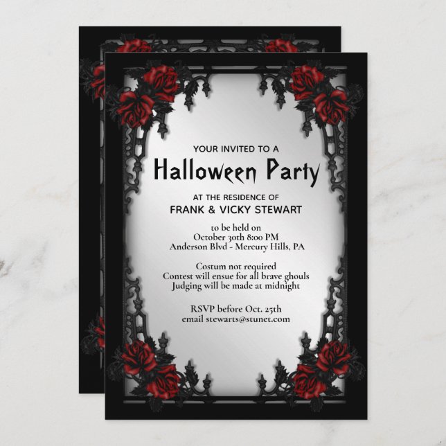 Gothic Halloween Party Invitation (Front/Back)