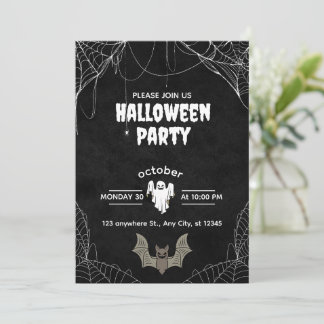 Gothic Halloween Party Invitation with Spiders