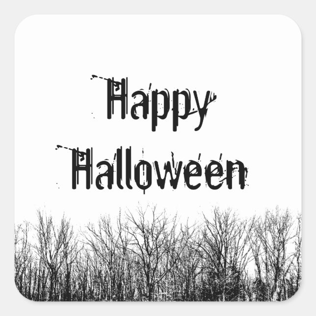 Gothic Halloween Party Spooky Black White   Square Sticker (Front)