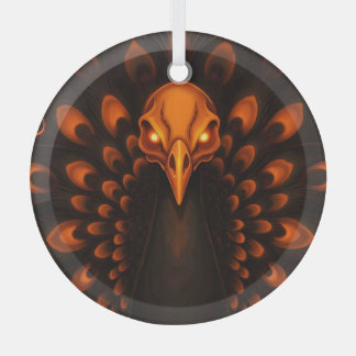 Gothic Halloween Peacock Skull Glass Ornament