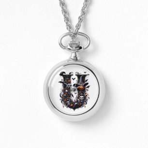 Gothic Halloween Pocket Watch Necklace – Spooky Sk
