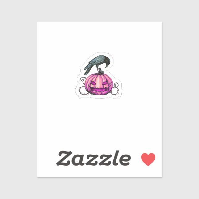 Gothic Halloween Pumpkin and Crow  Sticker (Sheet)