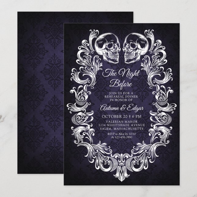 Gothic Halloween Rehearsal Dinner Invitation (Front/Back)