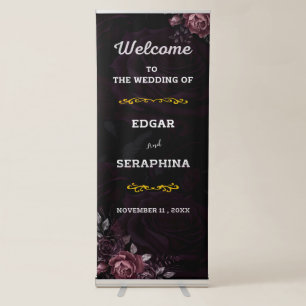 Gothic Halloween Rose Wedding Welcome Banner