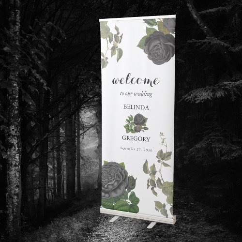 Gothic Halloween Roses White Wedding Welcome Sign