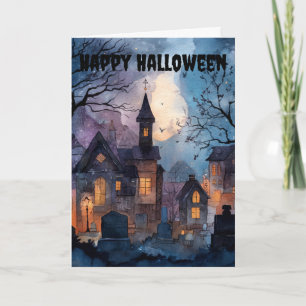 Gothic Halloween Scene Holiday Card