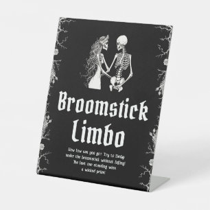 Gothic Halloween Skeleton Broomstick Limbo Sign