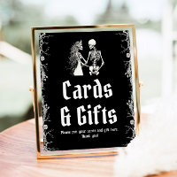 Gothic Halloween Skeleton Cards and Gifts Sign
