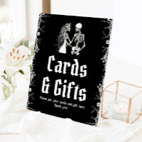 Gothic Halloween Skeleton Cards and Gifts Sign