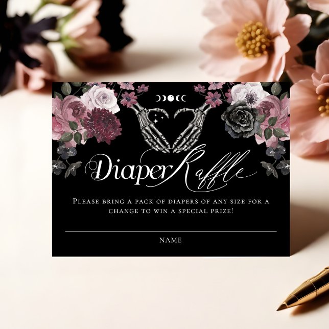 Gothic Halloween Skeleton Hands Baby Diaper Raffle Enclosure Card (Gothic Halloween Skeleton Hands Baby Diaper Raffle Enclosure Card (Front))