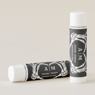 Gothic Halloween Skull Hand Heart Black Wedding Lip Balm