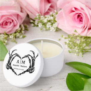 Gothic Halloween Skull Hand Heart Black Wedding Mini Candle Favors