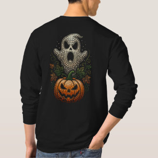 Gothic Halloween Skull Pumpkin Dot Art T-Shirt