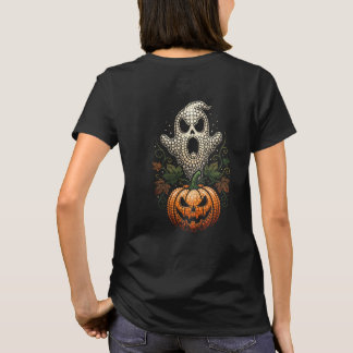 Gothic Halloween Skull Pumpkin Dot Art T-Shirt