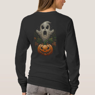 Gothic Halloween Skull Pumpkin Dot Art T-Shirt