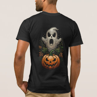 Gothic Halloween Skull Pumpkin Dot Art T-Shirt