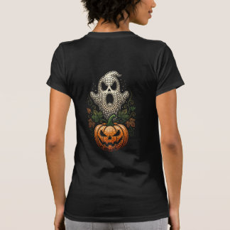 Gothic Halloween Skull Pumpkin Dot Art T-Shirt
