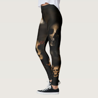 Gothic Halloween Skulls Cemetery Leggings