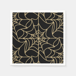 Gothic Halloween Spider Web Gold Napkins
