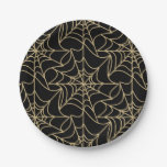 Gothic Halloween Spider Web Gold Paper Plates