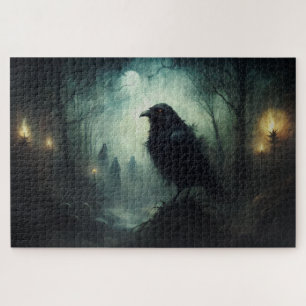 Gothic Halloween Spooky Crows Jigsaw Puzzle