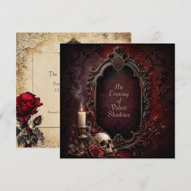 Gothic Halloween Square Invitation (Front/Back)
